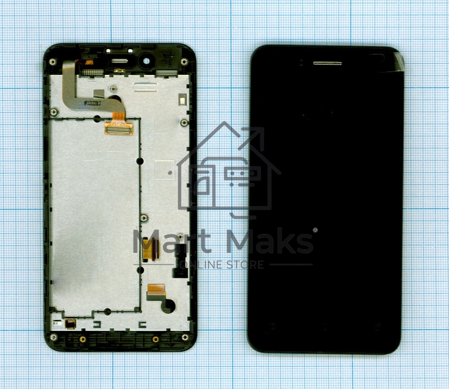 Дисплей для Asus PadFone mini 4.3, черный с рамкой