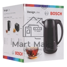 Электрочайник Bosch TWK3P423 черный, 1.7 л, 2400 Вт, скрытый нагревательный элемент