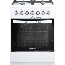 Плита Комбинированная De Luxe 606040.00гэ-001(кр) ЧР белый (стеклянная крышка) реш.чугун