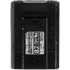 Аккумулятор GreenWorks G82B2, 82V, 2,5 А.ч (2914907) - это литий ионная (Li-ion) батарея, силой тока 2,5 ампер/час и выполненная по самым передовым технологиям. Применяется в линейке всех устройств Greenworks 82V Commercial. Аккумулятор состоит из ячеек производства японской компании LG. Ячейки этого производителя обладают самыми высокими показателями по емкости и выдаваемому напряжению, и относятся к классу A++. Батарея снабжена специальной платой управления, благодаря которой ячейки заряжаются и разряжаются равномерно и одновременно, что значительно продлевает срок жизни аккумулятора (среднее время 7 лет), а также отсутствует эффект потери мощности инструмента при разряде. Для надежной работы аккумулятор снабжен чипом, который защищает его от перезаряда, перегрева и глубокого разряда.Благодаря высокотехнологичным ячейкам, плате управления и защитному чипу, аккумулятор обладает долгим сроком службы - до 2000 циклов заряда-разряда. Корпус - ударопрочный