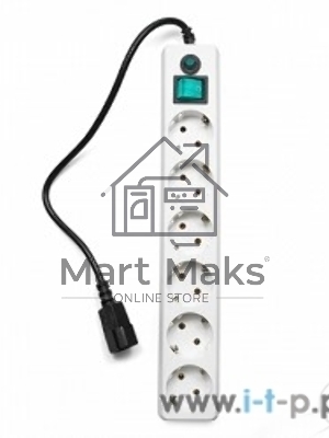 Сетевой фильтр Гарнизон ЕНW-0 0,5 м 6 розеток белый для UPS 