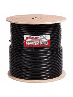 Кабель коаксиальный магистральный Rexant RG-11U, 75 Ом, CCS/Al/Al, 83%, бухта 305 м, черный OUTDOOR