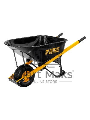 Тачка строительная, усиленная, объем 140 л, 230 кг, колесо 15х6.00-6 Denzel