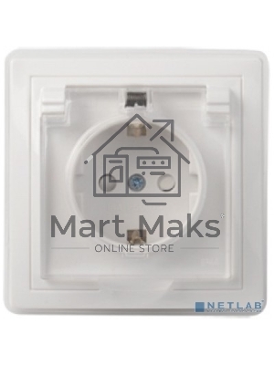 Розетка 1-м СП Кварта 16А РСбш10-3-ККБ-44 с защ. крышкой защ. шторки с заземл. керамика IP44 белый ИЭК ERK70-K01-10-DM-44