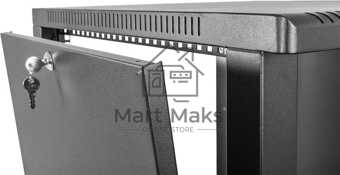 Шкаф коммутационный ЦМО (ШРН-6.350.1-9005) настенный 6U 600x350мм пер.дв.металл 200кг черный 300мм 180град.