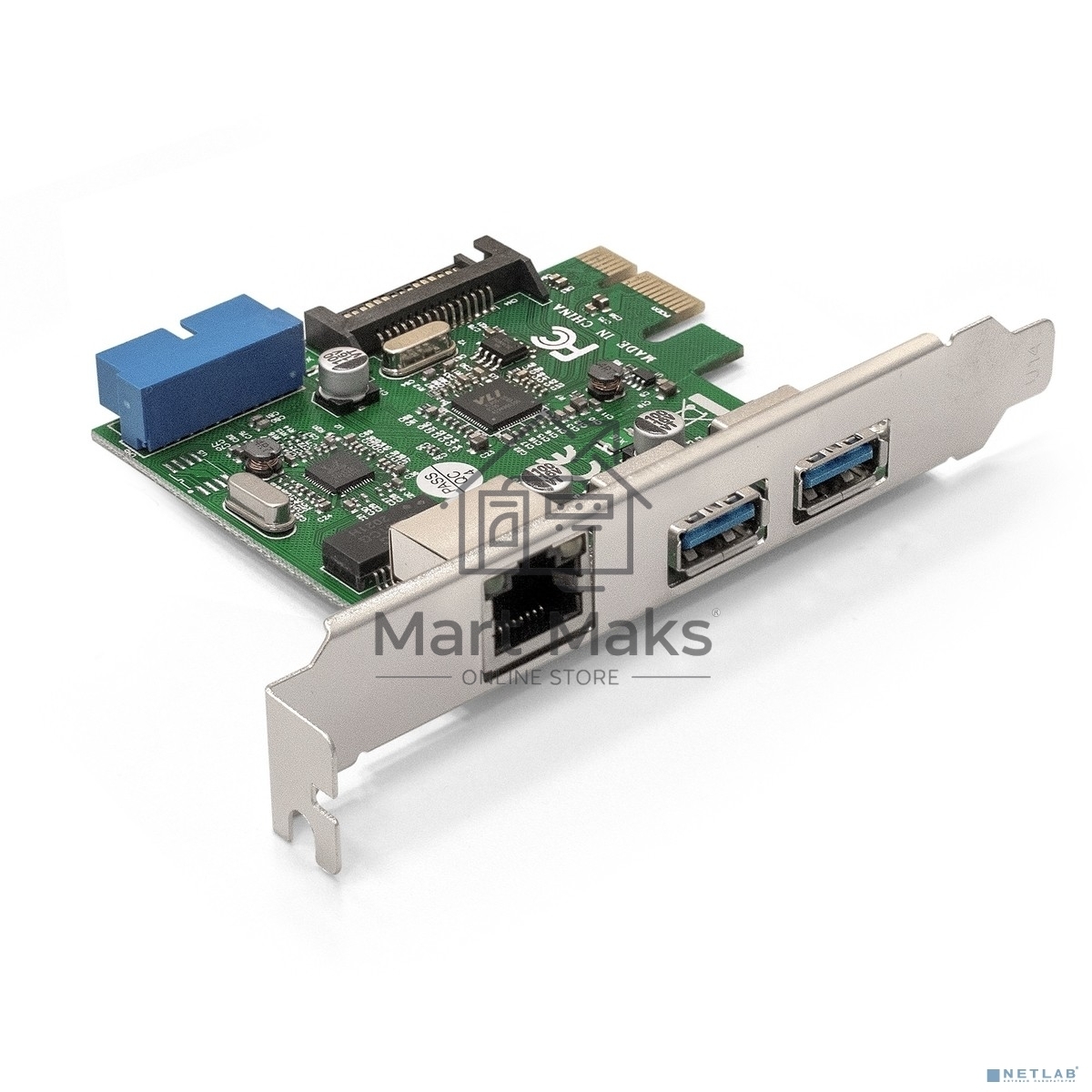 Контроллер ExeGate EX290278RUS EXE-362 PCI-E 2.0, 2*USB3.0 ext + 1*USB3.0 int + LAN UTP 1000Mbps, разъем доп.питания (OEM)