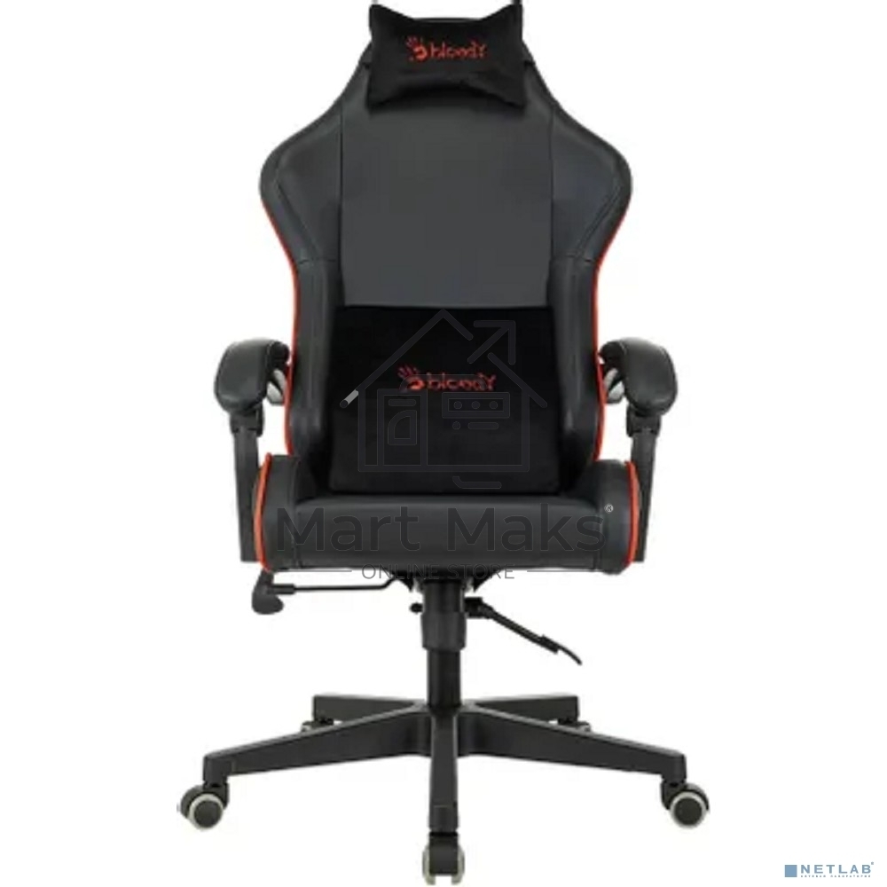 Кресло игровое A4Tech Bloody GC-780 черный, сиденье черный кожзам с подголов. крестов. металл черный, пластик черный
