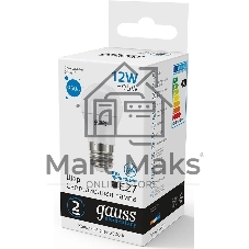 Лампа светодиодная Gauss Elementary 53232 12Вт цок.: E27 шар 220B 6500K св. свеч. бел. хол. (упак.: 10 шт)