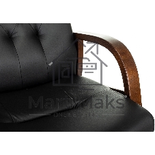 Кресло офисное Бюрократ T-9928WALNUT-CF черный, кожа, на ножках, дерево
