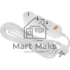 Удлинитель Power Cube PC 5 м 3р с/з, с выкл. 16А PC-1-5М (коробка) (3*1,5 мм2)