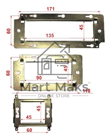 Суппорт Lanmaster LAN-MF45X45 1xMosaic металлический упак:1шт