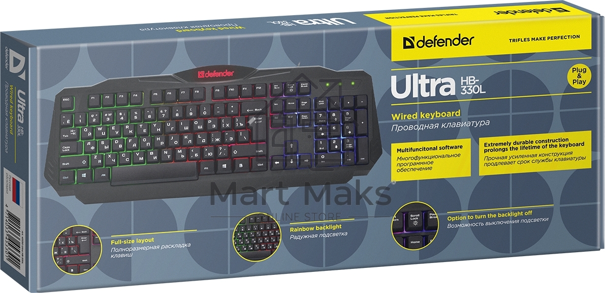 Клавиатура Defender Ultra HB-330L RU проводная, USB, черный