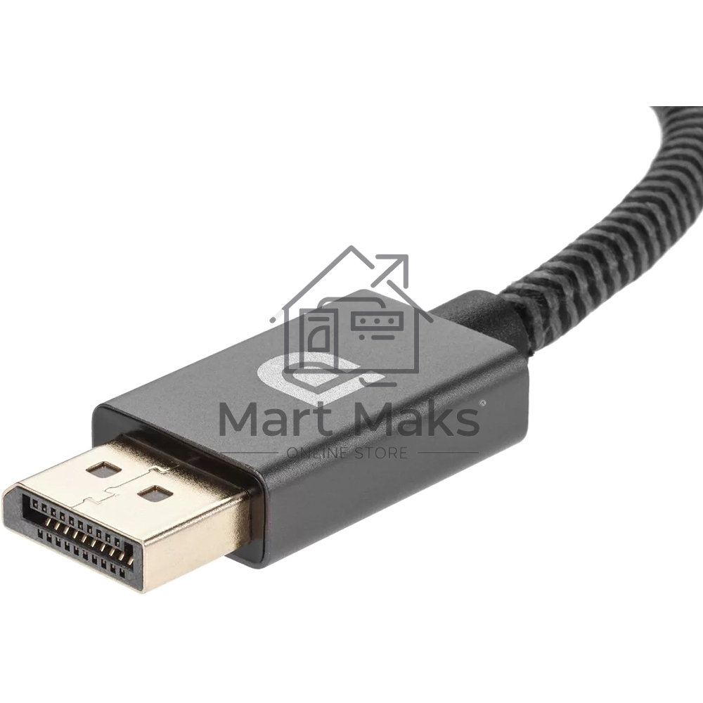 Кабель-переходник DP --> HDMI-F 0.2m, серый металлик, оплетка, 4K@60Hz, Telecom (TA560)