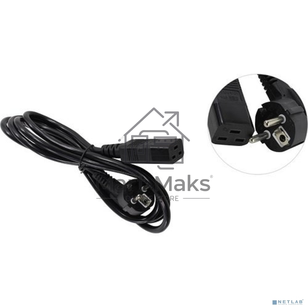Кабель питания ExeGate Power PC19-1,8P (Евровилка Schuko->С19) VDE-250V-3*1.5-CU, черный, 16А, 1.8м