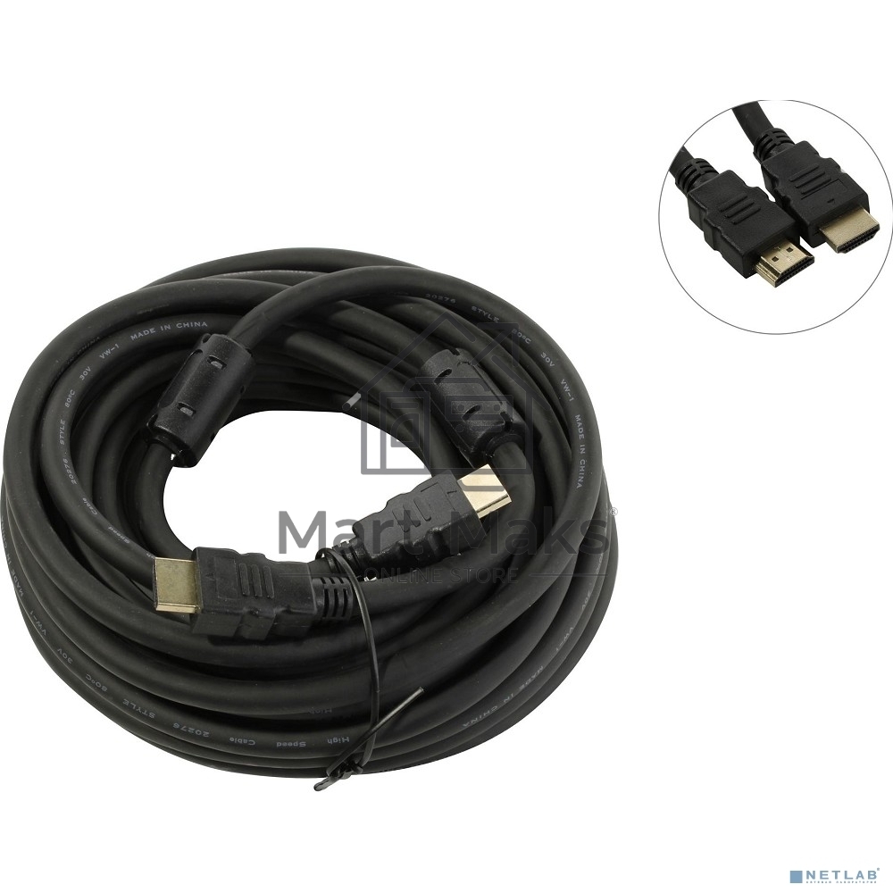 Кабель HDMI Exegate EX287726RUS EX-CC-HDMI2-10.0F (19M/19M, v2.0, 10м, 4K UHD, Ethernet, ферритовые кольца, позолоченные контакты)