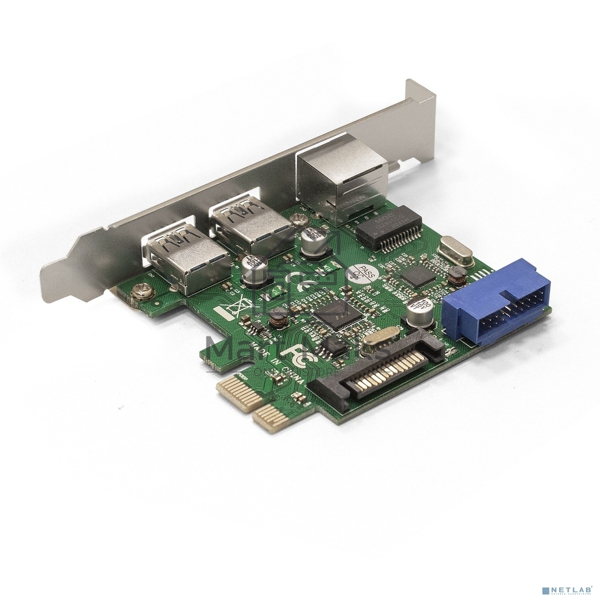 Контроллер ExeGate EX290278RUS EXE-362 PCI-E 2.0, 2*USB3.0 ext + 1*USB3.0 int + LAN UTP 1000Mbps, разъем доп.питания (OEM)