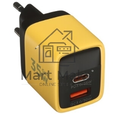 Сетевое зарядное устройство с дисплеем Cablexpert MP3A-PC-53, 35Вт GaN, QC3.0/PD3.0, 1хUSB, 1хType-C, желтый, коробка