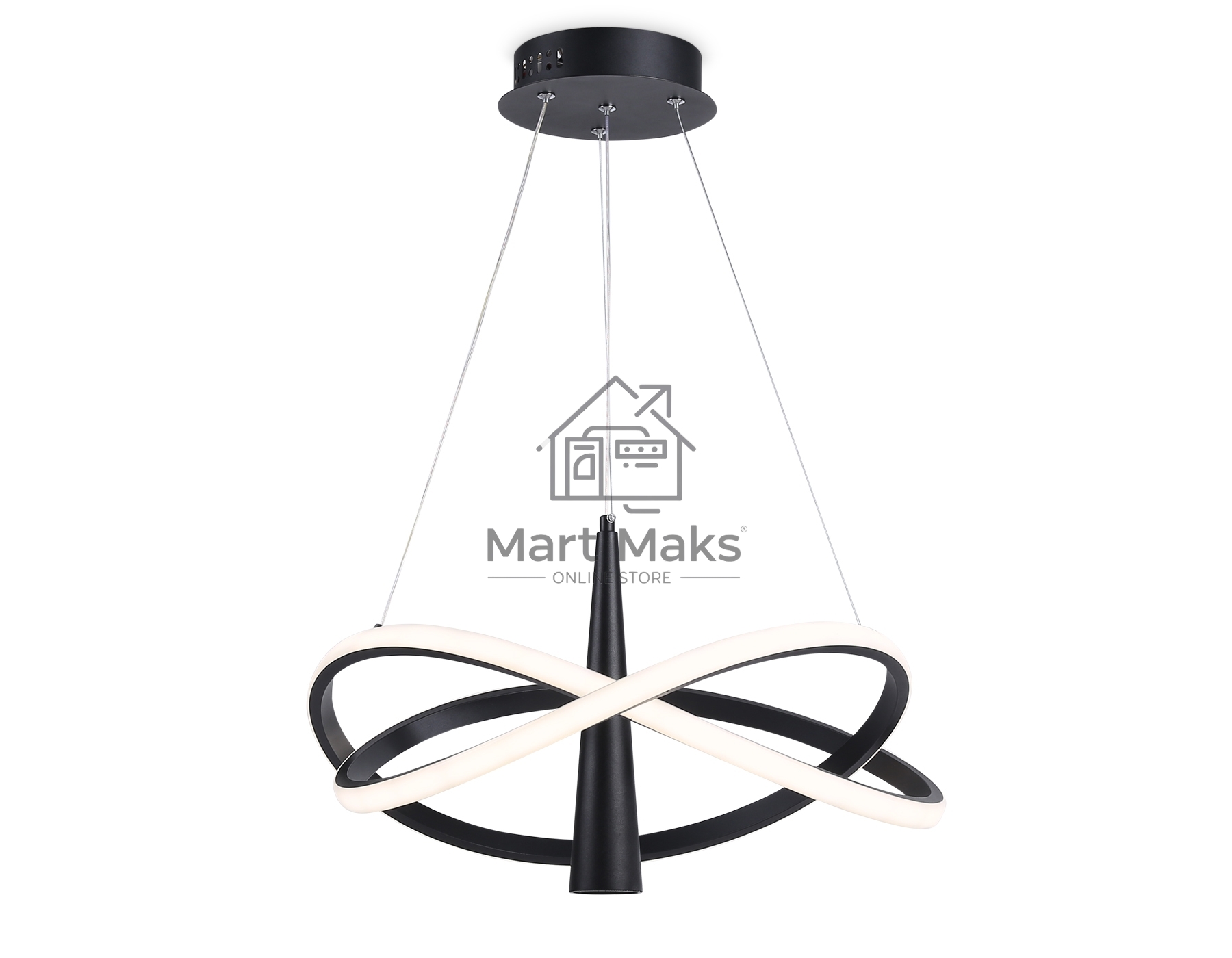 Подвесной светодиодный светильник Ambrella light FL5368/2+1 BK черный 47W 3000K-6400K D480*1200 (ПДУ ИК)