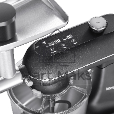 Кухонная машина Korting KKM 0107 MB N, мощность 1500 Вт, 5 насадок, объем чаши 6.5 л, сенсорный дисплей/механическое управление, планетарное вращение, 11 скоростей, турборежим, импульсный режим, таймер, насадка для смешивания/крюк для теста/веничк/мясорубка, черный