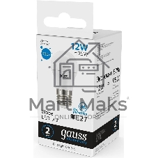 Лампа светодиодная Gauss Elementary 53232 12Вт цок.: E27 шар 220B 6500K св. свеч. бел. хол. (упак.: 10 шт)