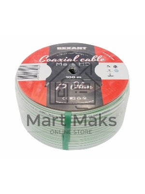 Кабель коаксиальный Rexant MARS HD, Cu/Al/CuSn, 96%, 75 Ом, бухта 100 м, белый