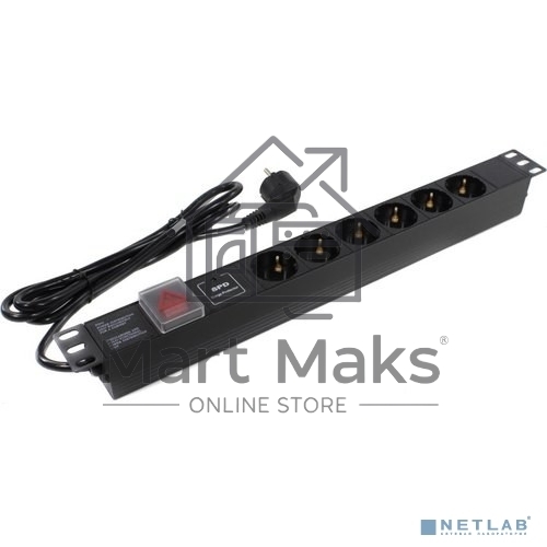 Блок розеток горизонтальный ExeGate ServerPro PDU-19H608 Al-6S-EU2-SW-SPD1, 19