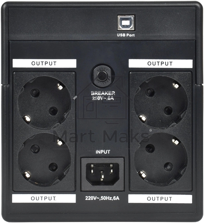 Источник бесперебойного питания Line-interactive 1,2кВА/720Вт, фаза 1/1, LCD дисплей, с АКБ 2х7AH, USB, Schuko