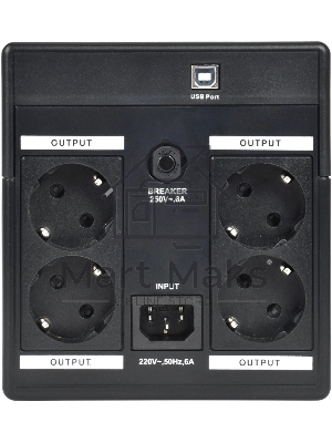 Источник бесперебойного питания Line-interactive 1,2кВА/720Вт, фаза 1/1, LCD дисплей, с АКБ 2х7AH, USB, Schuko