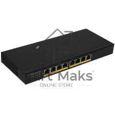 Коммутатор гибридный Smart L2 PoE+ Zyxel NebulaFlex GS1915-8EP, 8xGE PoE+, бесшумный (без вентилятора), бюджет PoE 60 Вт, автономное/облачное управление