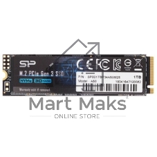 Накопитель SSD Silicon Power P34A60, 1Tb, PCIe 3.0 x4, M.2 2280, NVMe, R/W 2200/1600