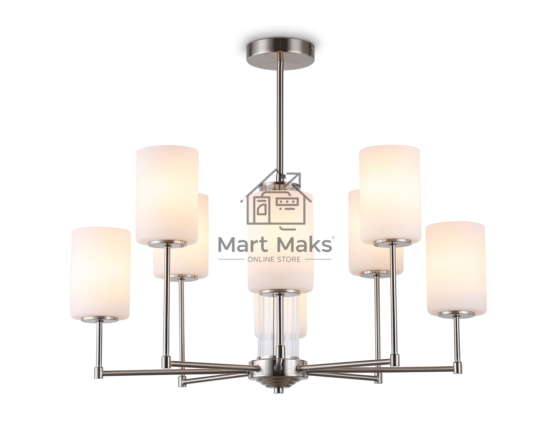 Люстра Ambrella light LH56213/8 SN/FR никель/белый матовый E27/8 max 60W D700*600