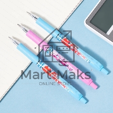 Ручка шариковая автоматическая Deli Super Wings (EQ61-BL) ассорти d=0.7мм, синие чернила, 1 стержень, пулевидный пишущий наконечник, кругл., резиновая манжета, чернила пониженной вязкости