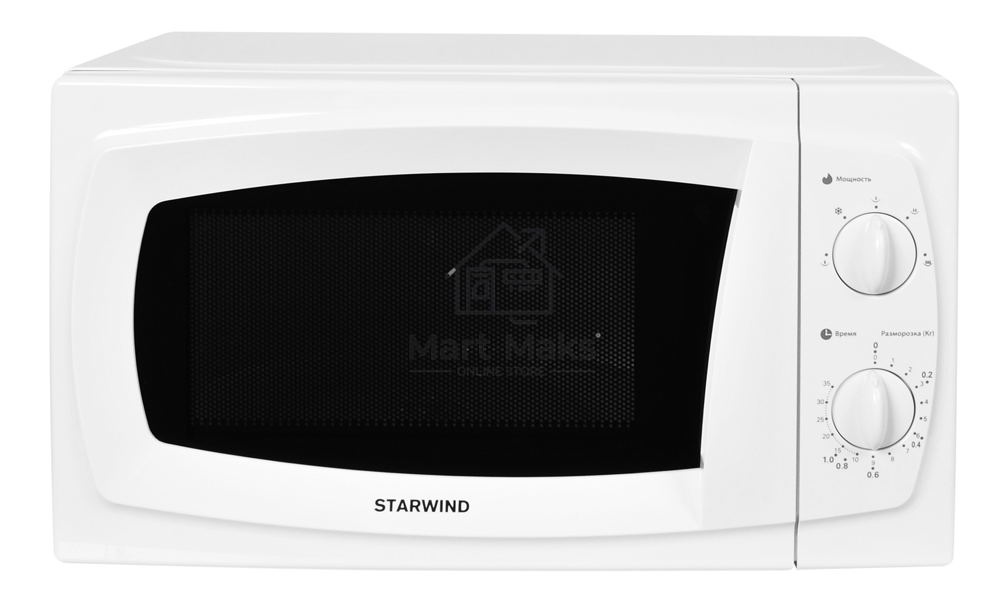 Микроволновая печь Starwind SWM5520 белый, 20 л, 700 Вт, переключатели - поворотный механизм