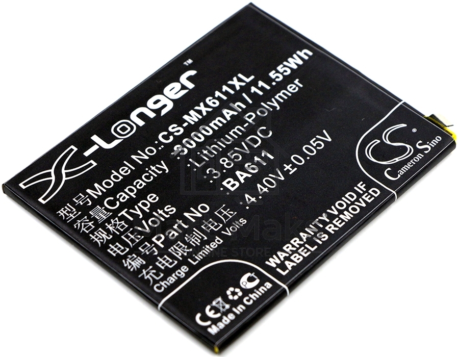 Аккумулятор CameronSinoCS-MX611XL BA611 для MeiZu M5, Meilan M53.85V / 3000mAh / 11.55Wh