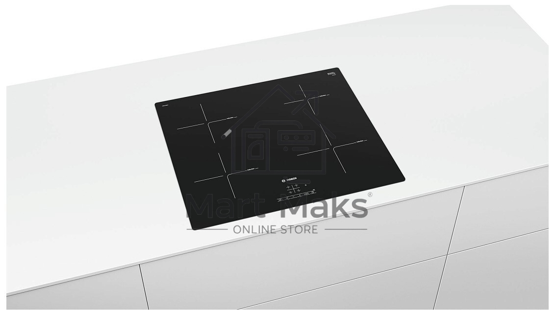 Индукционная варочная панель Bosch PUE611HC1E, 60 см, индукция,скошенные края, сенсорное управление, черный
