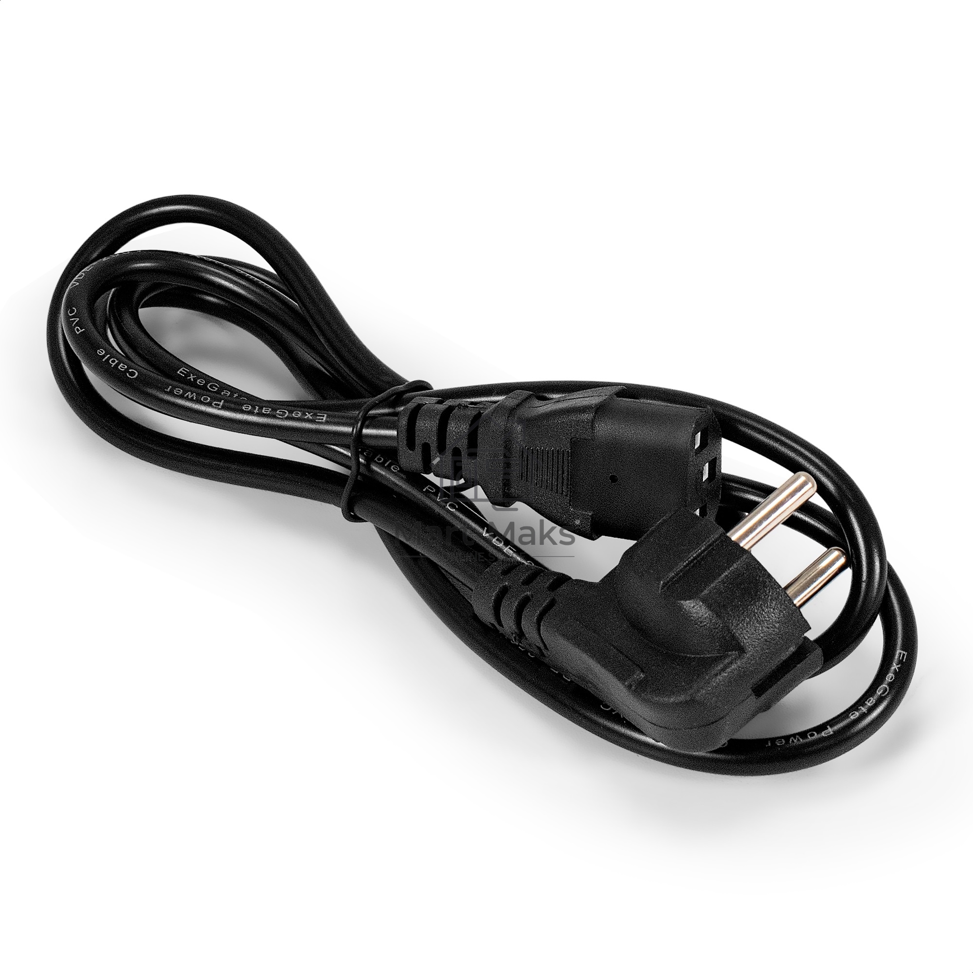 Кабель питания ExeGate Power PC-1,5P (Евровилка угловая Schuko->C13, VDE-250V-3*0.75мм2, медь, черный, 10A, 1.5м)