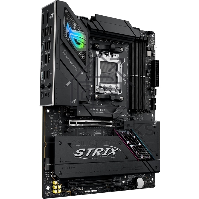 Материнская плата ASUS ROG STRIX B850-F GAMING WIFI, AM5, AMD B850, 4xDDR5, 2xSATA, 4xM.2, 1xPCIe 5.0 x16, 1xPCIe 4.0 x16, 1xPCIe x4, 1xDP, 1xHDMI, 1x2.5Gb LAN, 1xUSB-C 20Gbps, 1xUSB-C 10Gbps, 3xUSB-A 10Gbps, 4xUSB 5Gbps, 4xUSB 2.0, 3x3.5 мм, 7.1, ATX