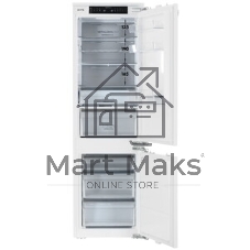 Встраиваемый холодильник Gorenje NRKI517E82WF, полезный объем 244 л, электронное управление, цифровой дисплей, автоматическое размораживание No Frost, быстрое замораживание, интенсивное охлаждение, зона свежести с контролем влажности, инверторный компрессор, энергоэффективность А+
