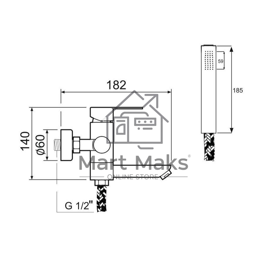 SUS124-009E Смеситель для ванны, ø35