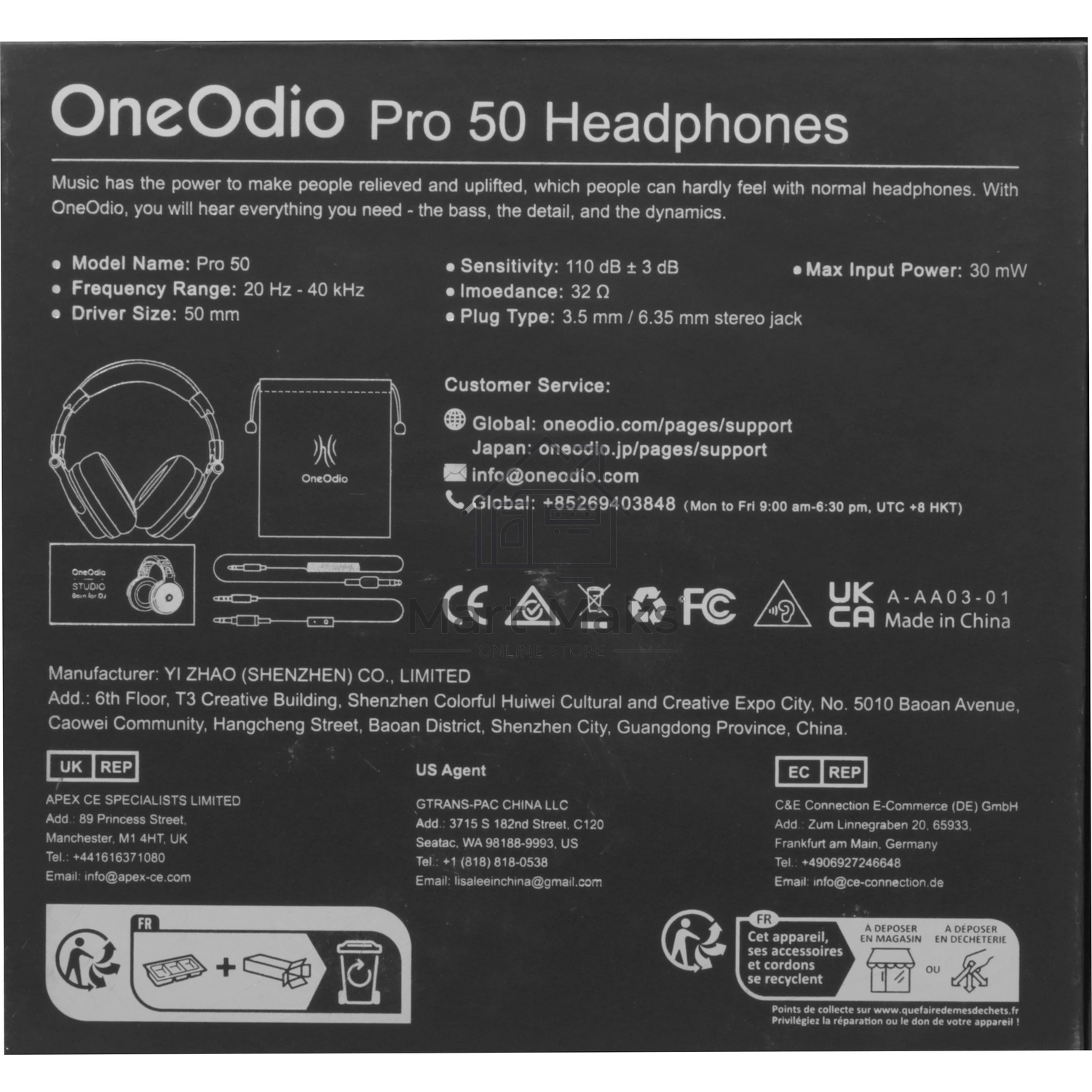Игровые наушники ONEODIO Pro 50 черный