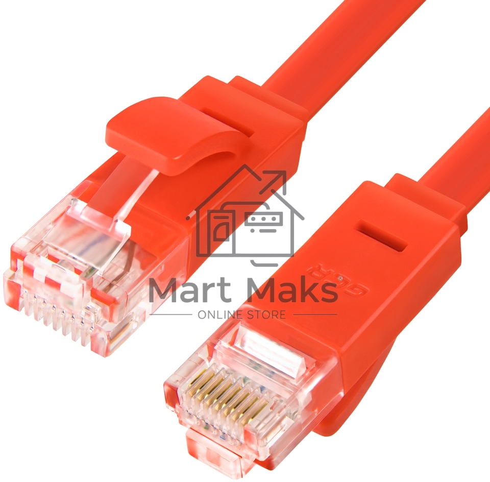 Патч-корд Greenconnect PROF плоский прямой 20.0m, UTP медь кат.6, красный, позолоченные контакты, 30 AWG, GCR-LNC624-20.0m, ethernet high speed 10 Гбит/с, RJ45, T568B Greenconnect Патч-корд PROF плоский прямой 20.0m, UTP медь кат.6, красный, позолоченные 