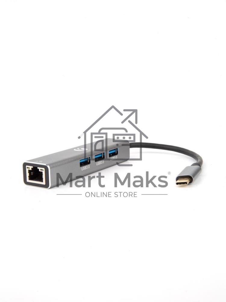 Кабель-концентратор USB 3.1 Type-Cm --> RJ-45+3port USB3.0(f) Aluminum Shell VCOM <DH311A>