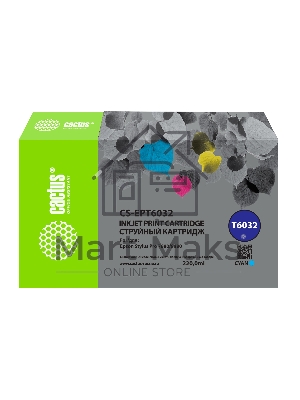 Картридж струйный Cactus CS-EPT6032 (T6032) голубой пигментный (220 мл) для Epson Stylus PRO 7880/9880