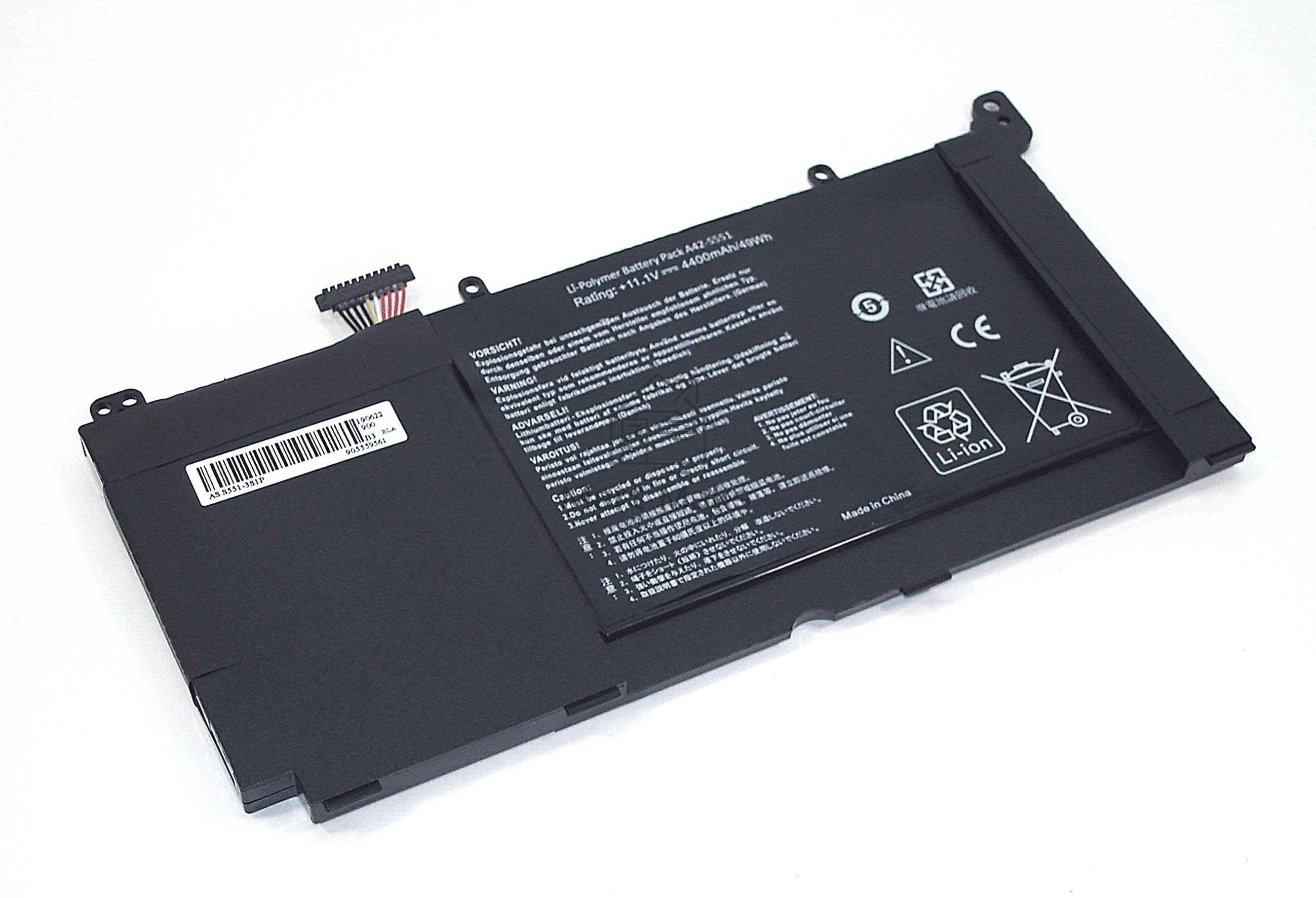 Аккумуляторная батарея для ноутбука Asus S551 11.1V 4400mAh OEM черный