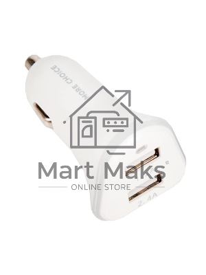 Автомобильная зарядка (от прикуривателя) 2USB 2.4A для micro USB More choice AC22m белый