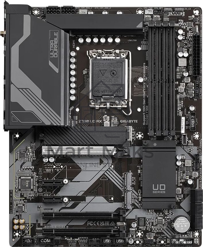 Материнская плата Gigabyte Z790 UD AX (1.2), LGA 1700, Intel Z790, 4xDDR5, 6xSATA, 3xM.2, 1xPCIe 5.0 x16, 1xPCIe 4.0 x4, 1xPCIe 3.0 x1, 1xHDMI, 1xDP, 1x 2.5Gb LAN, 4xUSB-A 2.0, 4xUSB-A 3.2 Gen 1, 1xUSB-A 3.2 Gen 2, 1xUSB-C 3.2 Gen 2x2, 7.1, ATX