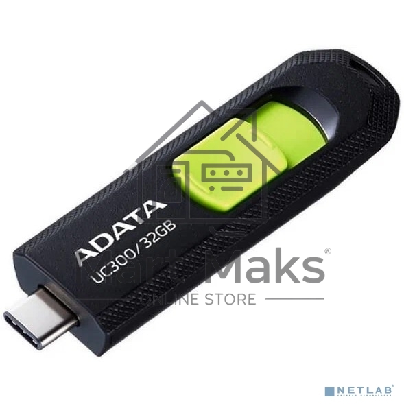 Флешка USB R/W ADATA R/W 32Gb Type-C UC300 ACHO-UC300-32G-RBK/GN USB3.2 черный/зеленый