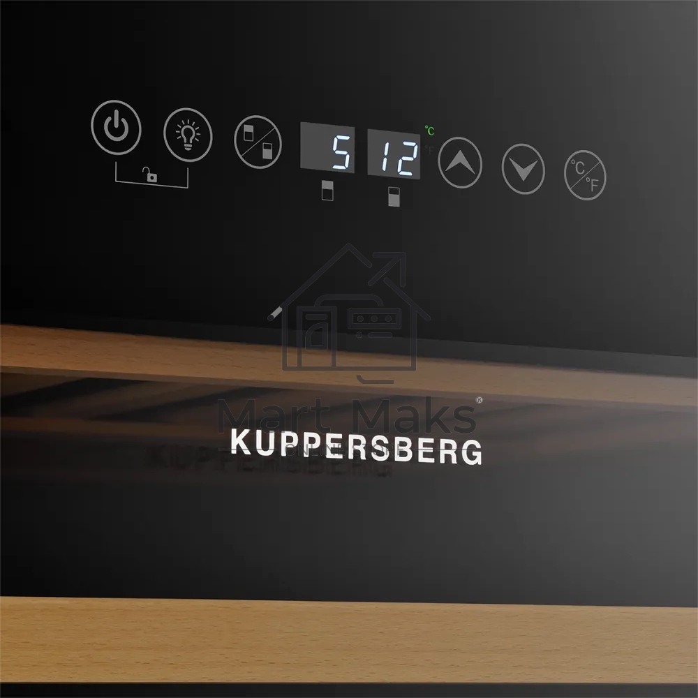 Винный шкаф Kuppersberg RBW 86, встраиваемый, High-Tech, объем 129 л, вместимость 46 бутылок, диапазон температуры 5-22 градусов, сенсорное открытие двери, 4 полки из бука, LCD дисплей, уровень шума 40 дБ, черный
