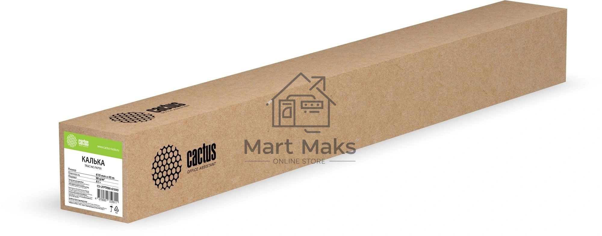 Калька Cactus CS-LFPTR90-61045 A1+ 610мм-45м/90г/м2 универсальная втулка:50.8мм (2