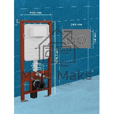 Инсталляция усиленная BAU IDEAL, клавиша BAU Round Gun gray, серый металлик